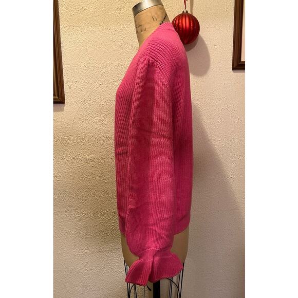 Gil' B 100% Cotton Glitter Trim V Neck Bell Sleeve Sweater Pink NWT Size XXXL - Picture 5 of 11